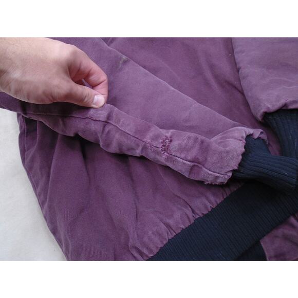 VTG 90s Canvas Santa Fe Quilt Lined Jacket Mens Plum XXL Corduroy Collar Work - Picture 15 of 16